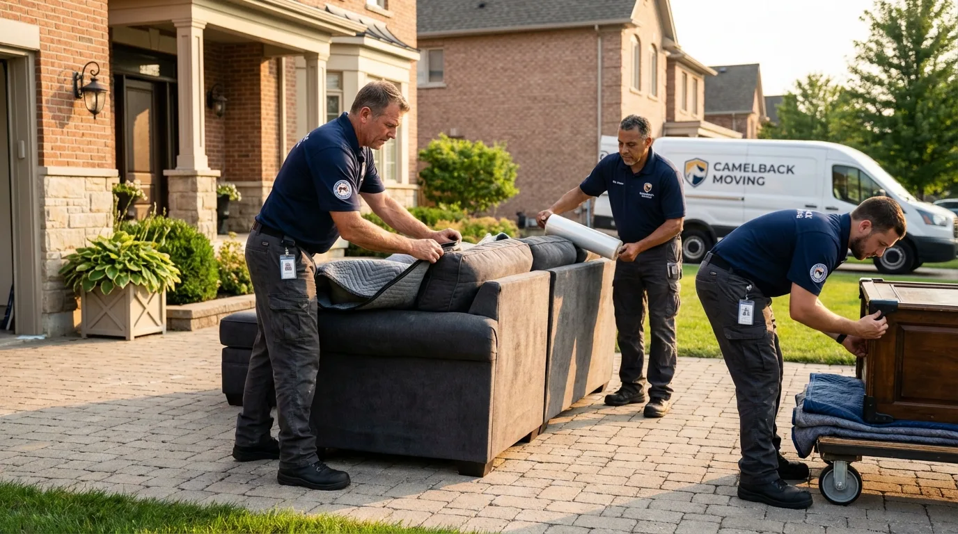 Large estate moving crew wrapping furniture in Stockbridge, GA